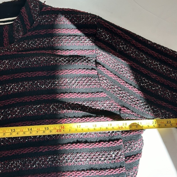 Anthropologie Akemi + Kin black maroon metallic mock neck 3/4 sleeve pullover - Picture 13 of 16